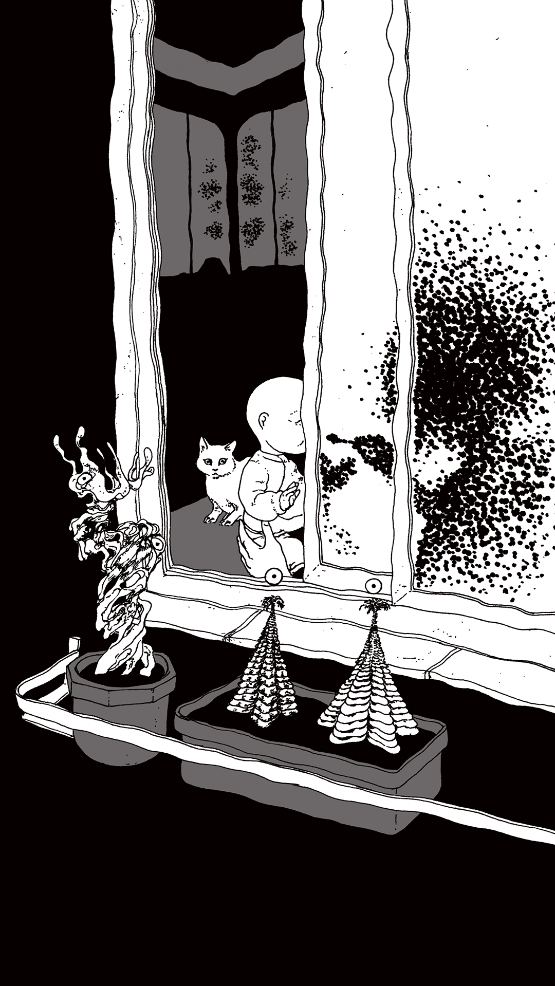 a page from FANA, original comic series, hand drawn illustration, ink on paper, 2d art, autobiography, FANA, rrfana, rr, Rita Rahimi, Ramin Rahimi,  کتاب مصور فنا ، ریتا رحیمی ، رامین رحیمی 
