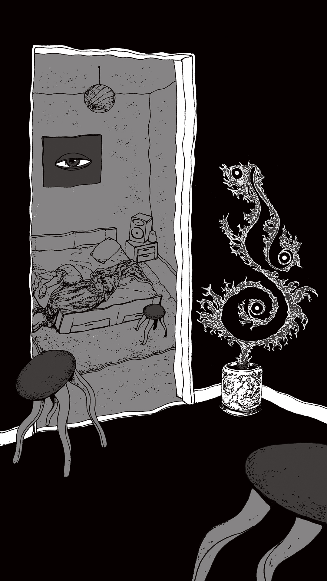 a page from FANA, original comic series, hand drawn illustration, ink on paper, 2d art, autobiography, FANA, rrfana, rr, Rita Rahimi, Ramin Rahimi,  کتاب مصور فنا ، ریتا رحیمی ، رامین رحیمی 
