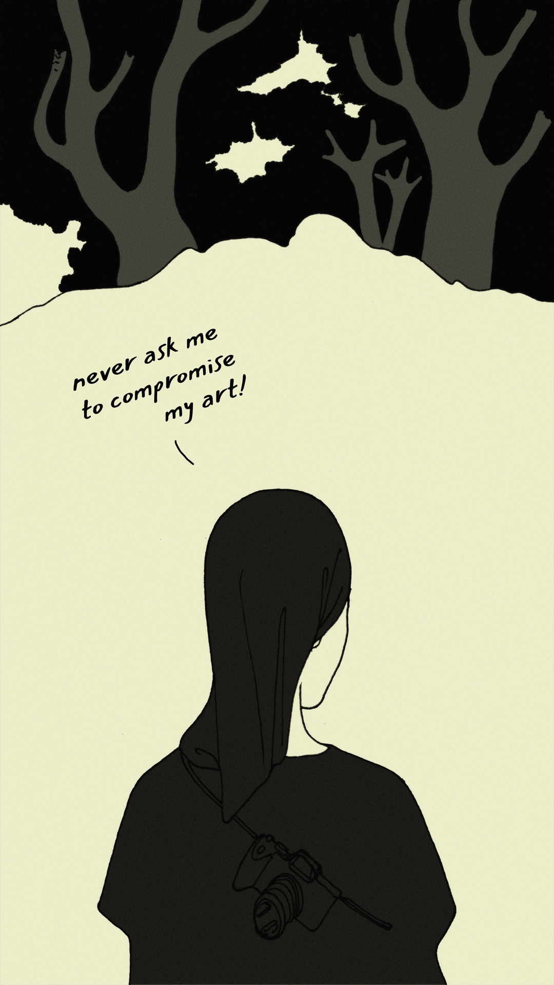 a page from FANA, original comic series, hand drawn illustration, ink on paper, 2d art, autobiography, FANA, rrfana, rr, Rita Rahimi, Ramin Rahimi,  کتاب مصور فنا ، ریتا رحیمی ، رامین رحیمی 
