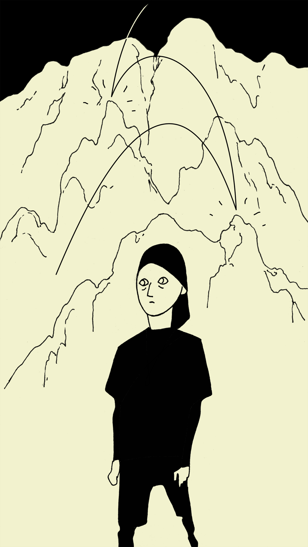 a page from FANA, original comic series, hand drawn illustration, ink on paper, 2d art, autobiography, FANA, rrfana, rr, Rita Rahimi, Ramin Rahimi,  کتاب مصور فنا ، ریتا رحیمی ، رامین رحیمی 
