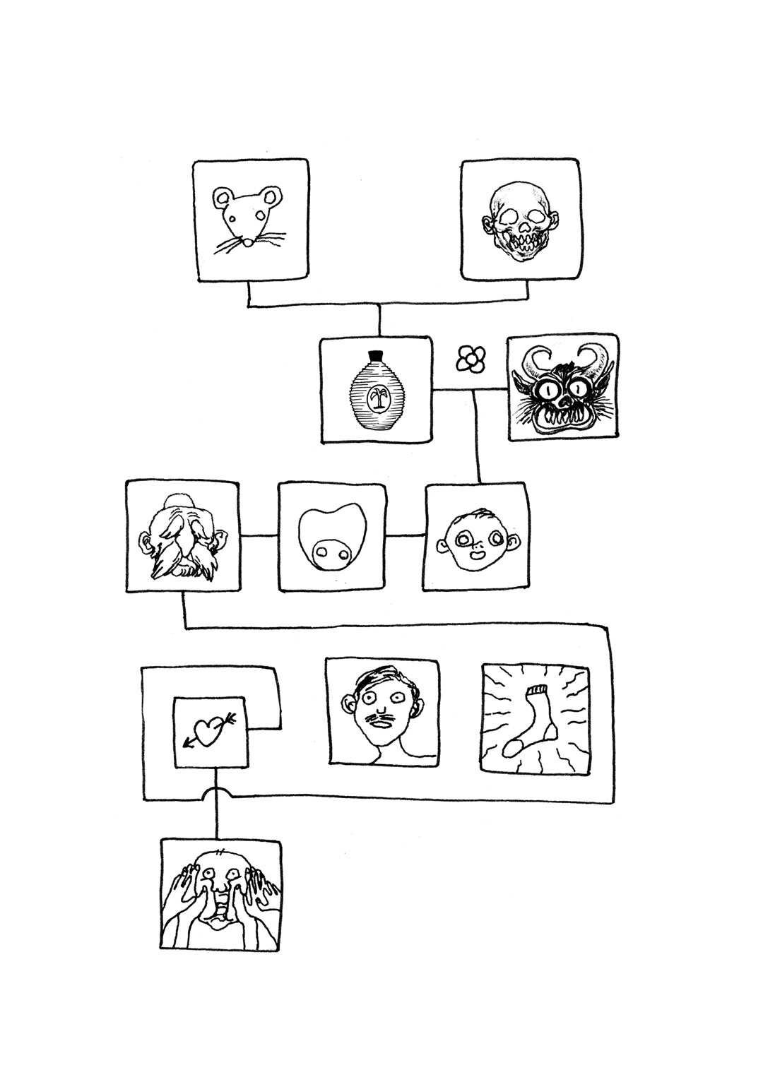 a page from GOON, original artist book, hand drawn illustration, ink on paper, 2d art, independent, FANA, rrfana, rr, Rita Rahimi , ریتا رحیمی ، Ramin Rahimi, کتاب مصور گون , رامین رحیمی