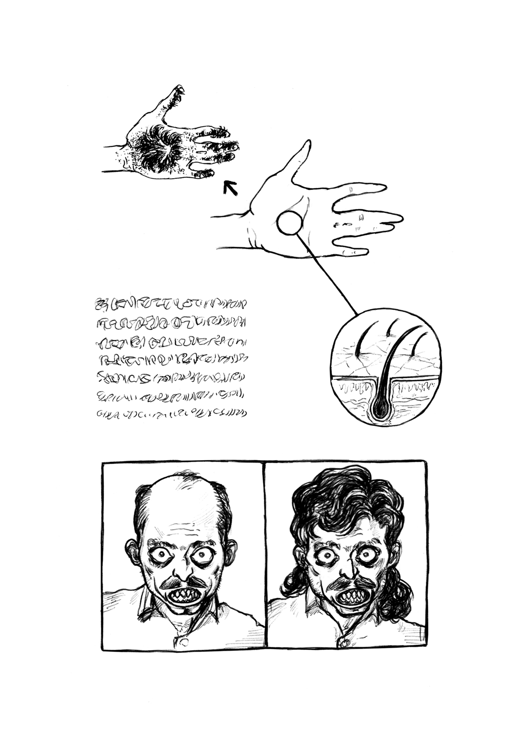 a page from GOON, original artist book, hand drawn illustration, ink on paper, 2d art, independent, FANA, rrfana, rr, Rita Rahimi , ریتا رحیمی ، Ramin Rahimi, کتاب مصور گون , رامین رحیمی