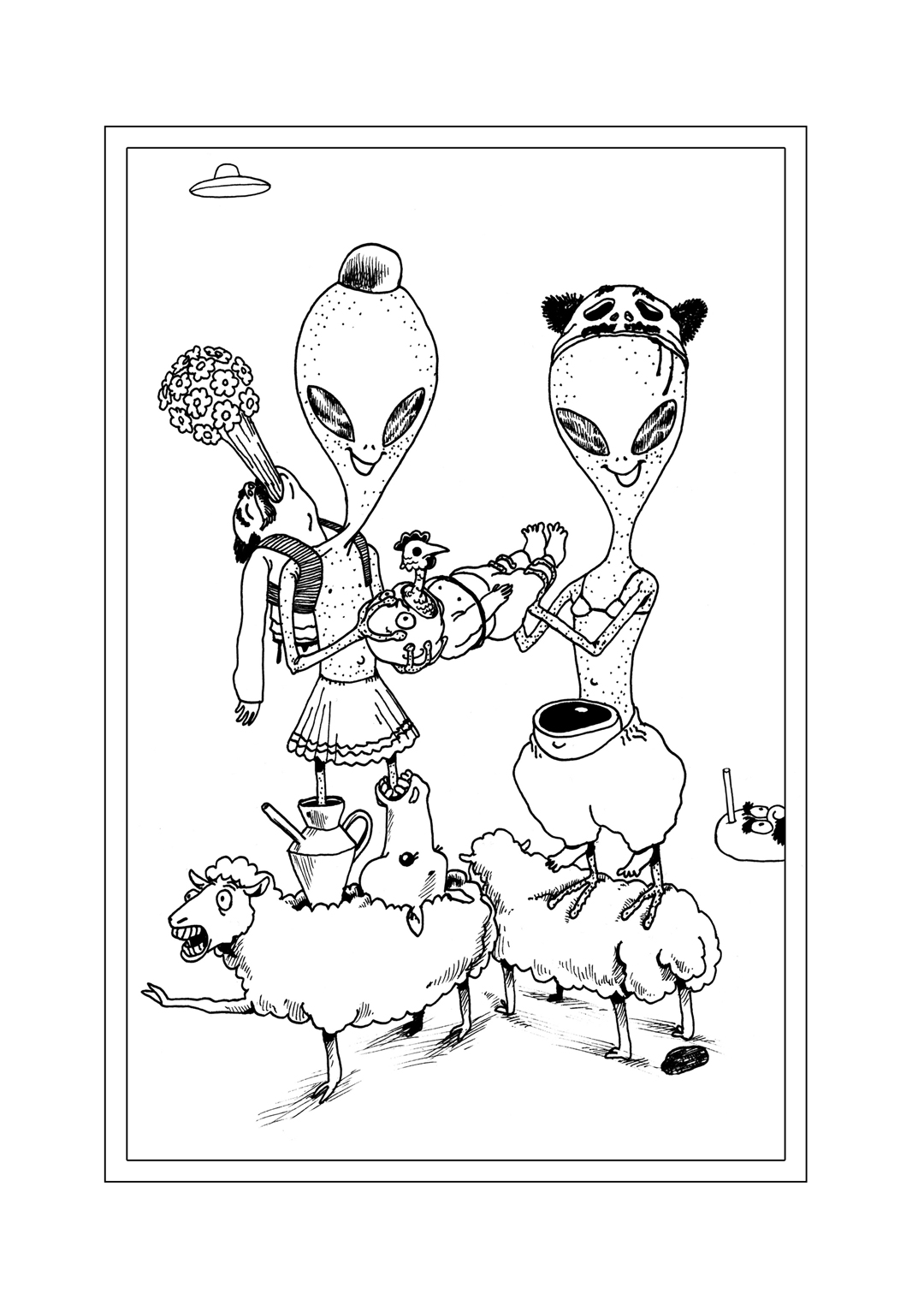 a page from GOON, original artist book, hand drawn illustration, ink on paper, 2d art, independent, FANA, rrfana, rr, Rita Rahimi , ریتا رحیمی ، Ramin Rahimi, کتاب مصور گون , رامین رحیمی