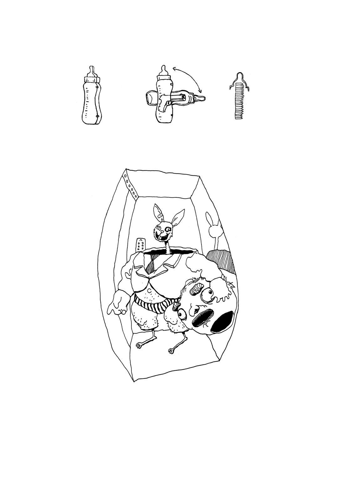 a page from GOON, original artist book, hand drawn illustration, ink on paper, 2d art, independent, FANA, rrfana, rr, Rita Rahimi , ریتا رحیمی ، Ramin Rahimi, کتاب مصور گون , رامین رحیمی