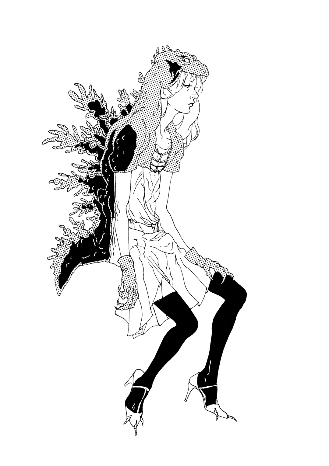 a page from GOON, original artist book, hand drawn illustration, ink on paper, 2d art, independent, FANA, rrfana, rr, Rita Rahimi , ریتا رحیمی ، Ramin Rahimi, کتاب مصور گون , رامین رحیمی