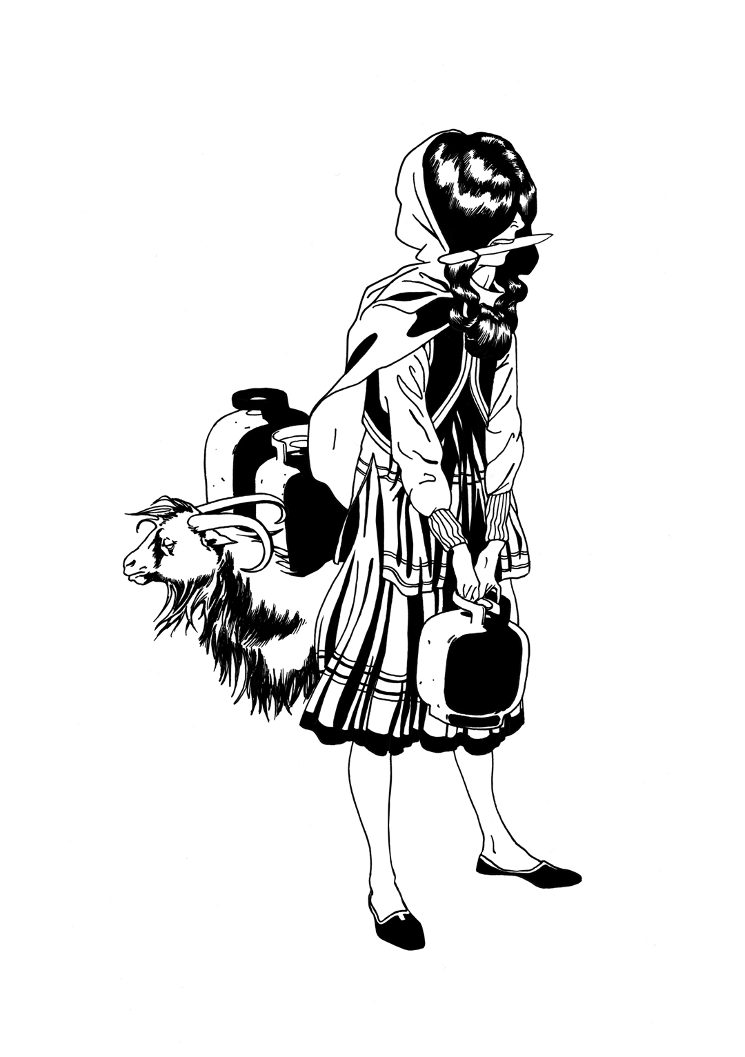 a page from GOON, original artist book, hand drawn illustration, ink on paper, 2d art, independent, FANA, rrfana, rr, Rita Rahimi , ریتا رحیمی ، Ramin Rahimi, کتاب مصور گون , رامین رحیمی